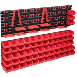 vidaXL Accesorios De Bricolaje-Kit de cajas de almacenaje 141 pzas paneles de pared rojo/negro
