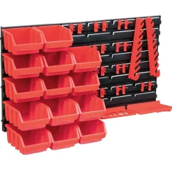 vidaXL Kit de cajas de almacenaje 39 pzas paneles de pared rojo negro Best