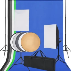 vidaXL Kit de estudio con 5 telones de fondo de colores y 2 softboxes Sale