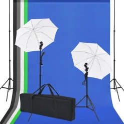 vidaXL Kit de estudio con 5 telones de fondo de colores y 2 paraguas Hot