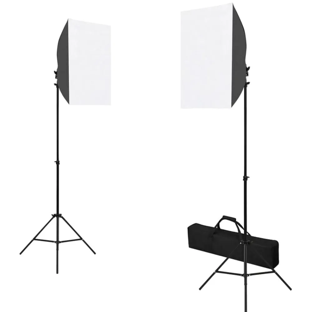 vidaXL Kit de estudio fotográfico con luces softbox, fondo y reflector Negro Best