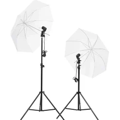 vidaXL Kit de estudio fotográfico con set de luces, fondo y reflector Blanco Discount