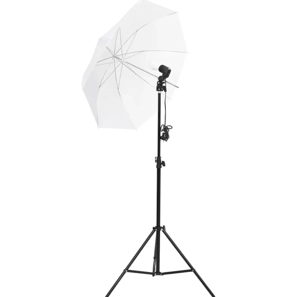 vidaXL Kit de estudio fotográfico con set de luces, fondo y reflector Blanco Discount