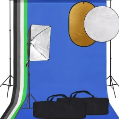 vidaXL Kit de estudio fotográfico con softbox, fondo y reflector