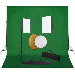 vidaXL Cámaras Y Objetivos-Kit de estudio fotográfico con luces softbox, fondo y reflector