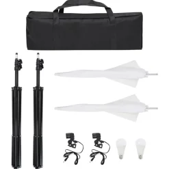 vidaXL Kit de estudio fotográfico con set de luces y fondo Blanco Discount