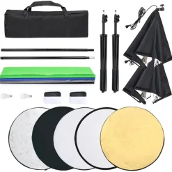 vidaXL Kit de estudio fotográfico con set de luces, fondo y reflector Online
