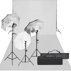 vidaXL Kit de estudio fotográfico con set de luces y fondo