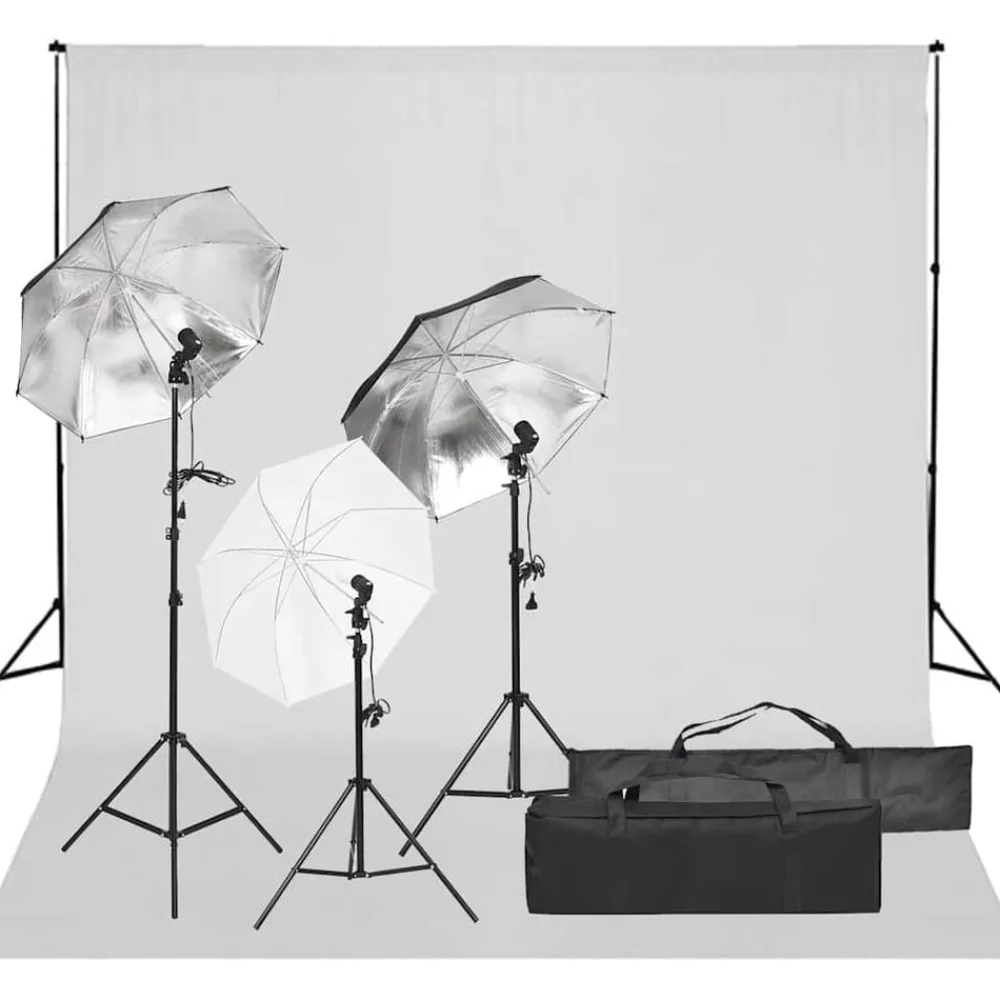 vidaXL Kit de estudio fotográfico con set de luces y fondo