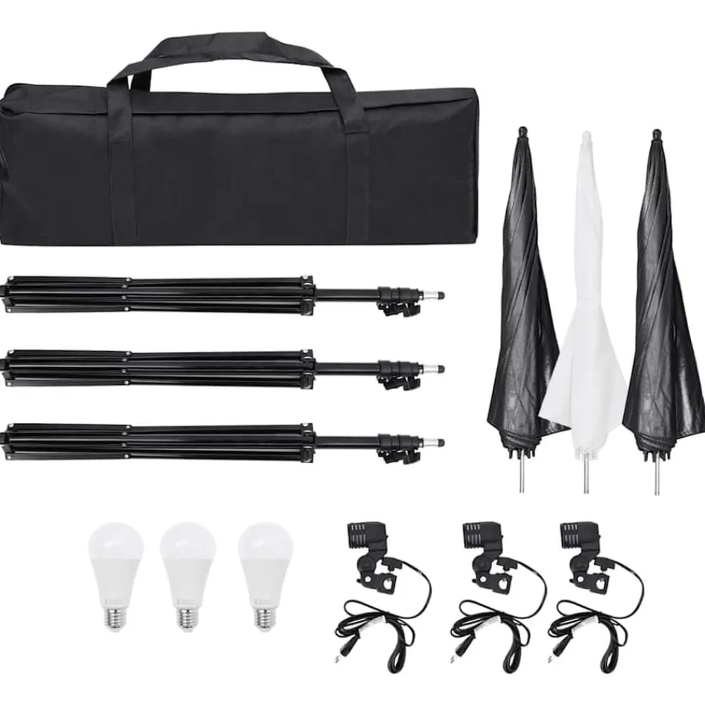 vidaXL Kit de estudio fotográfico con set de luces y fondo