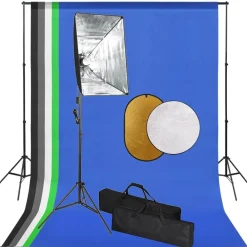 vidaXL Cámaras Y Objetivos-Kit de estudio fotográfico con luces softbox fondo y reflector