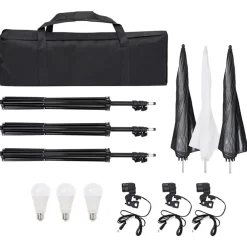 vidaXL Kit de estudio fotográfico con set de luces, fondo y reflector Best