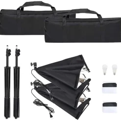 vidaXL Kit de estudio fotográfico con set de luces y fondo Hot