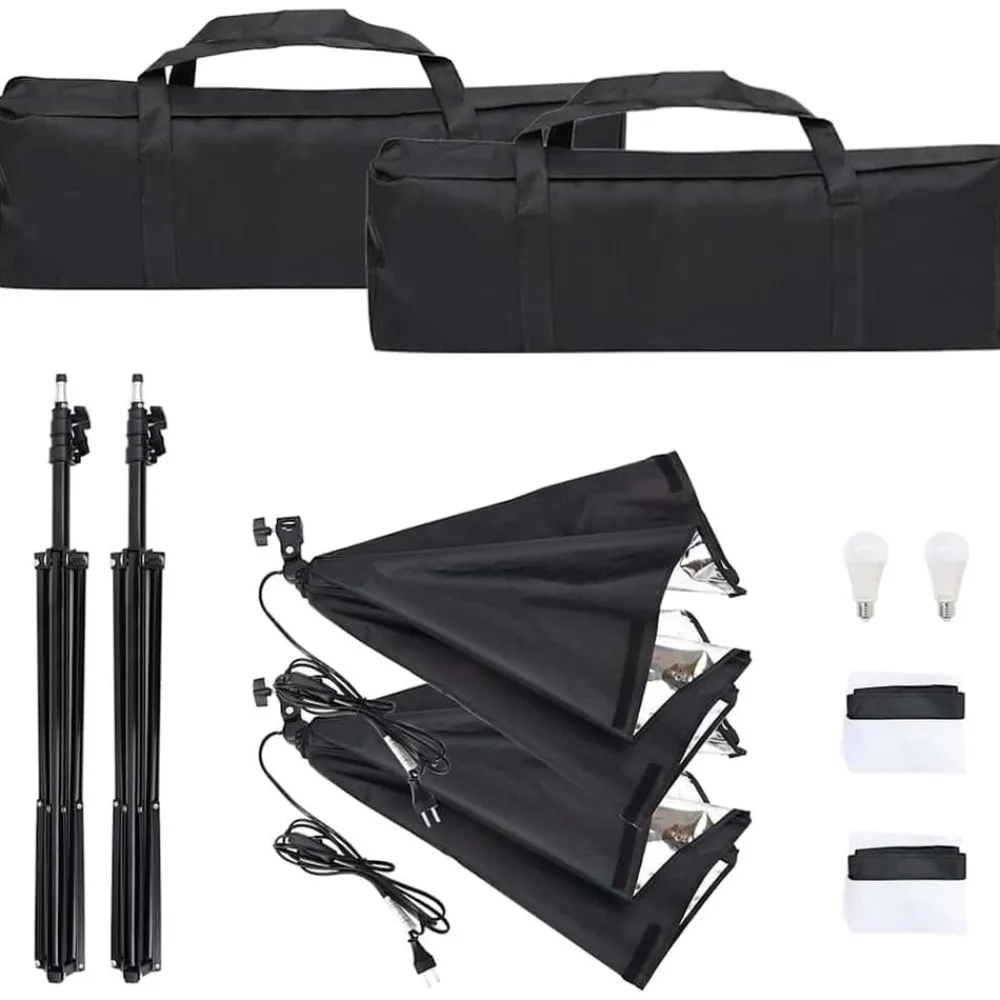 vidaXL Kit de estudio fotográfico con set de luces y fondo Hot