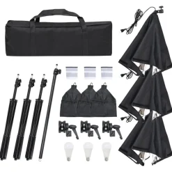 vidaXL Kit de estudio fotográfico con set de luces, fondo y reflector Online