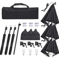 vidaXL Kit de estudio fotográfico con set de luces, fondo y reflector Online
