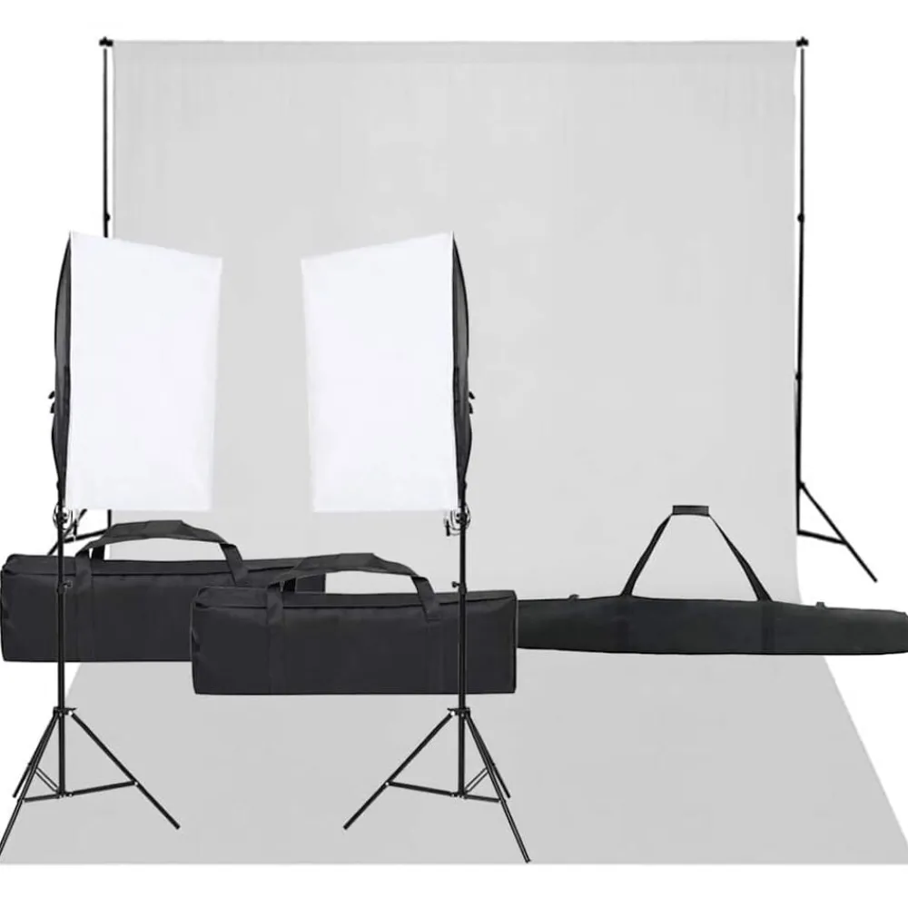 vidaXL Kit de estudio fotográfico con set de luces y fondo Discount