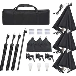 vidaXL Kit de estudio fotográfico con set de luces y fondo New