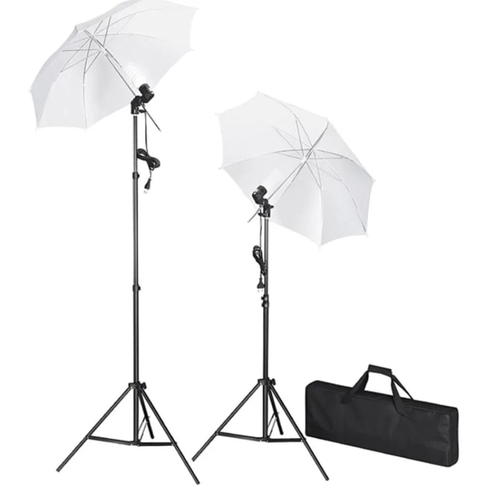 vidaXL Cámaras Y Objetivos-Kit de estudio fotográfico con lámparas, fondo y reflector
