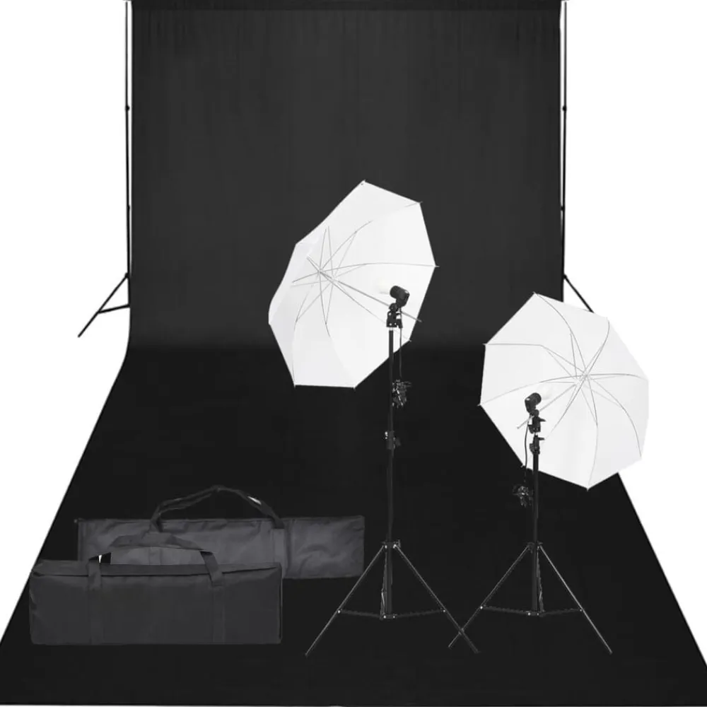 vidaXL Kit de estudio fotográfico con set de luces y fondo Clearance