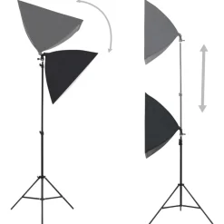 vidaXL Kit de estudio fotográfico con luces softbox y fondo Verde Discount