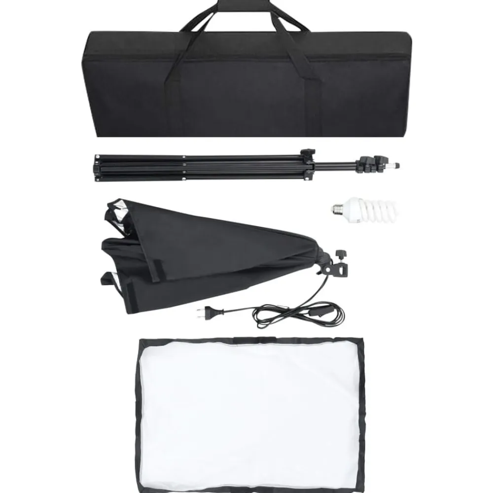 vidaXL Kit de estudio fotográfico con luces softbox y fondo Verde Discount