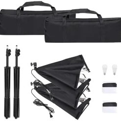 vidaXL Kit de estudio fotográfico con set de luces, fondo y reflector Best