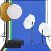 vidaXL Kit de estudio fotográfico con set de luces, fondo y reflector Clearance
