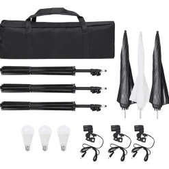 vidaXL Kit de estudio fotográfico con set de luces, fondo y reflector Hot