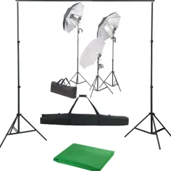 vidaXL Kit de estudio fotográfico con set de luces y fondo Verde Best
