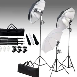 vidaXL Kit de estudio fotográfico con set de luces y fondo Verde Best