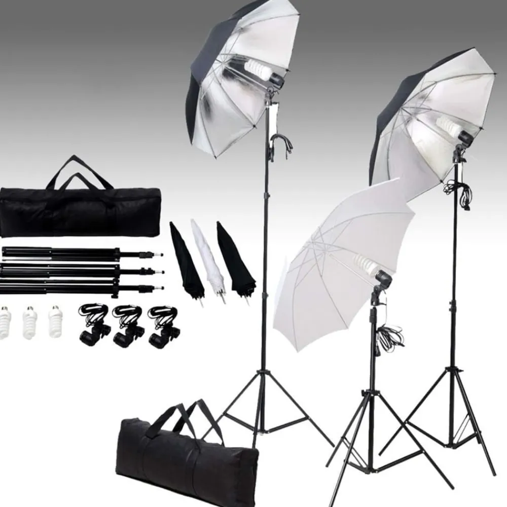 vidaXL Kit de estudio fotográfico con set de luces y fondo Verde Best