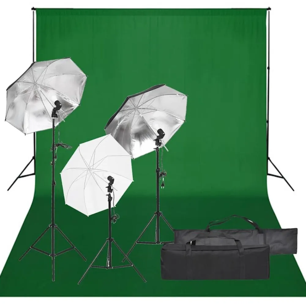 vidaXL Kit de estudio fotográfico con set de luces y fondo Discount