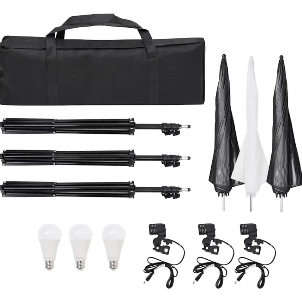vidaXL Kit de estudio fotográfico con set de luces y fondo Discount