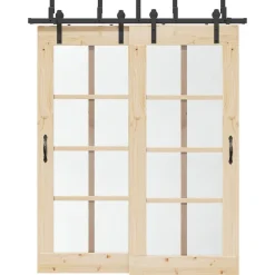 vidaXL Kit de herrajes para puertas correderas acero negro 183 cm Outlet