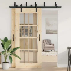 vidaXL Kit de herrajes para puertas correderas acero negro 183 cm Outlet