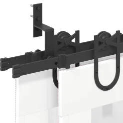 vidaXL Materiales De Construcción-Kit de herrajes para puertas correderas acero negro 183 cm