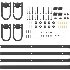 vidaXL Materiales De Construcción-Kit de herrajes para puertas correderas acero negro 183 cm