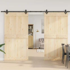 vidaXL Materiales De Construcción-Kit de herrajes para puertas correderas acero negro 305 cm