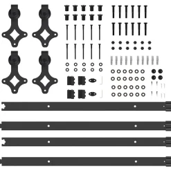 vidaXL Materiales De Construcción-Kit de herrajes para puertas correderas acero negro 305 cm