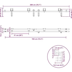vidaXL Kit de herrajes para puerta corredera 200 cm acero plateado Outlet