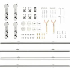 vidaXL Kit de herrajes para puerta corredera 200 cm acero plateado Outlet