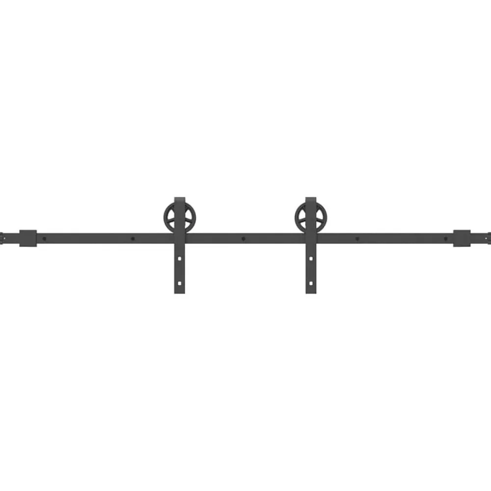 vidaXL Materiales De Construcción-Kit de herrajes para puertas correderas acero negro 183 cm