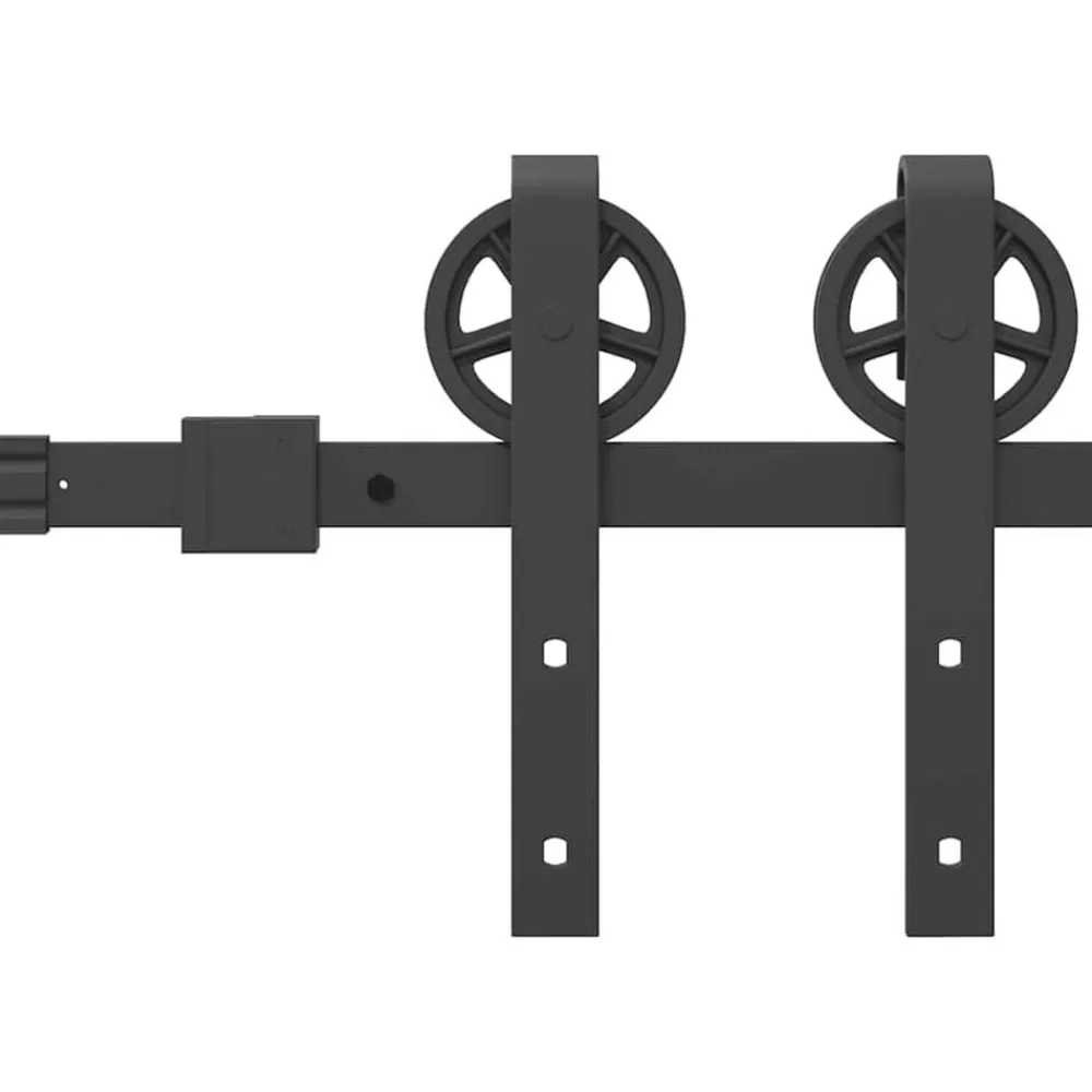 vidaXL Materiales De Construcción-Kit de herrajes para puertas correderas acero negro 183 cm