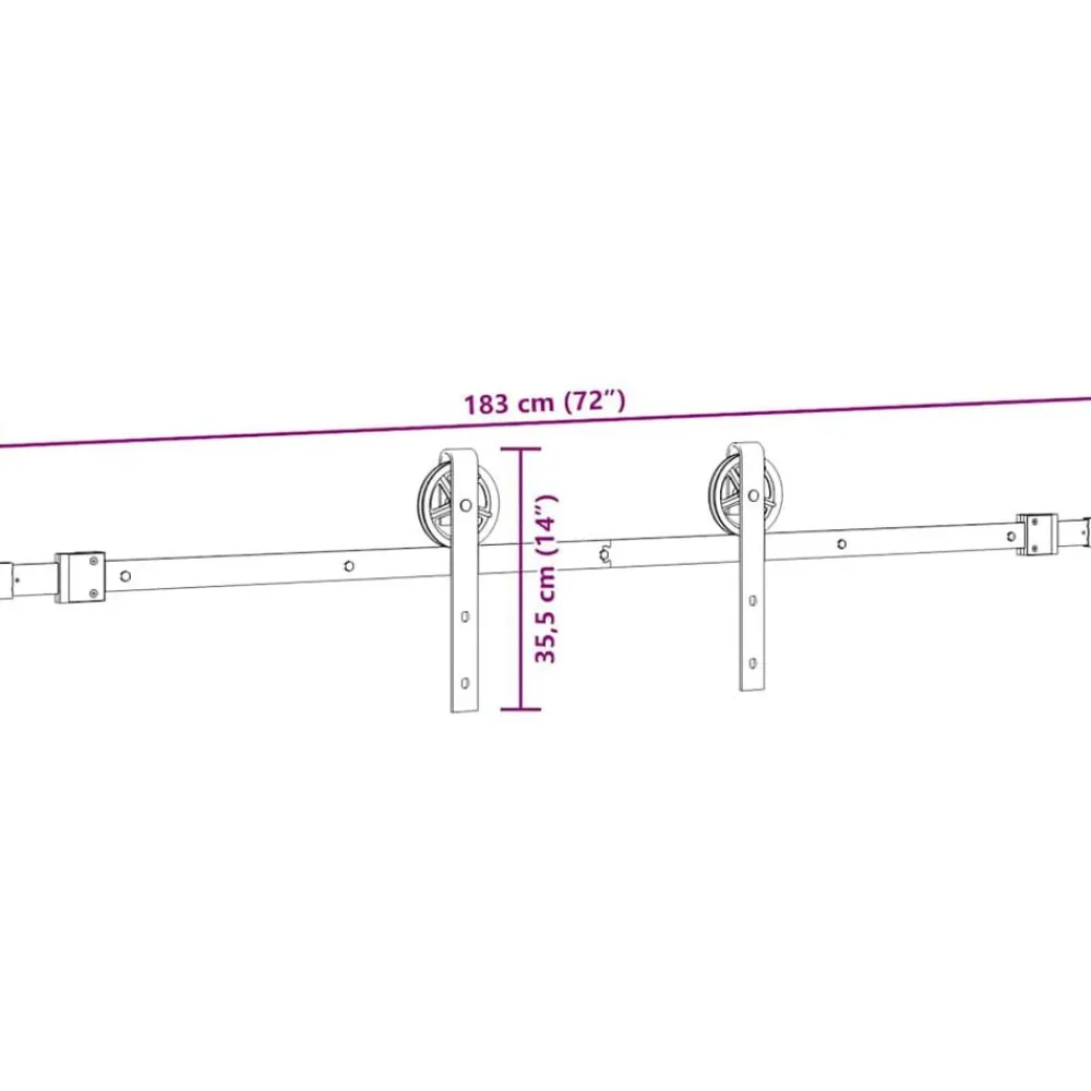 vidaXL Materiales De Construcción-Kit de herrajes para puertas correderas acero negro 183 cm