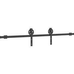 vidaXL Materiales De Construcción-Kit de herrajes para puertas correderas acero negro 183 cm