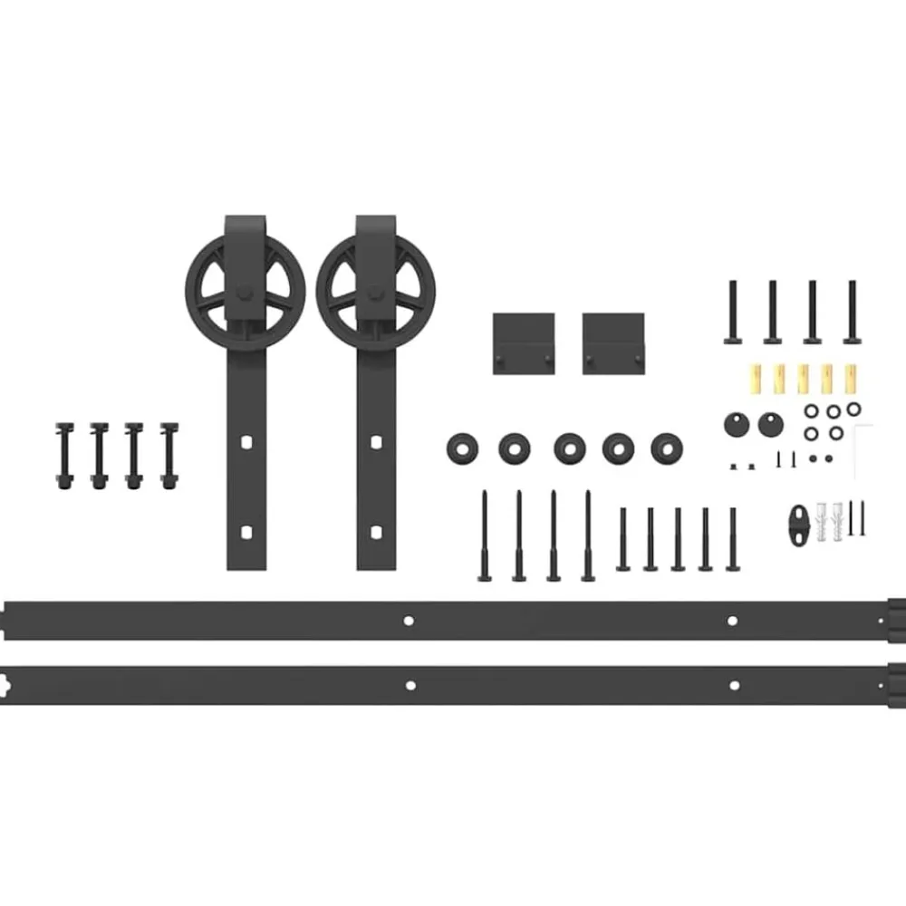 vidaXL Materiales De Construcción-Kit de herrajes para puertas correderas acero negro 183 cm