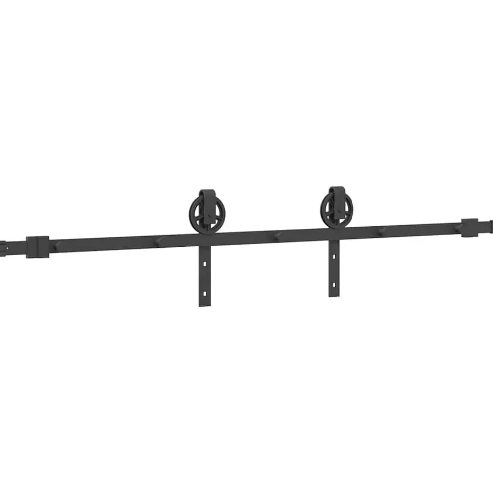 vidaXL Materiales De Construcción-Kit de herrajes para puertas correderas acero negro 183 cm