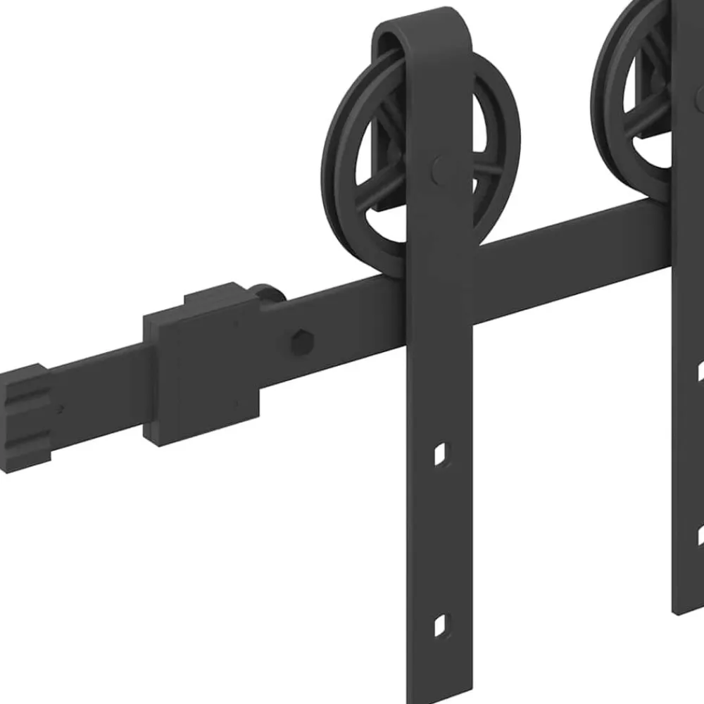 vidaXL Materiales De Construcción-Kit de herrajes para puertas correderas acero negro 183 cm