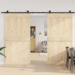 vidaXL Materiales De Construcción-Kit de herrajes para puertas correderas acero negro 305 cm